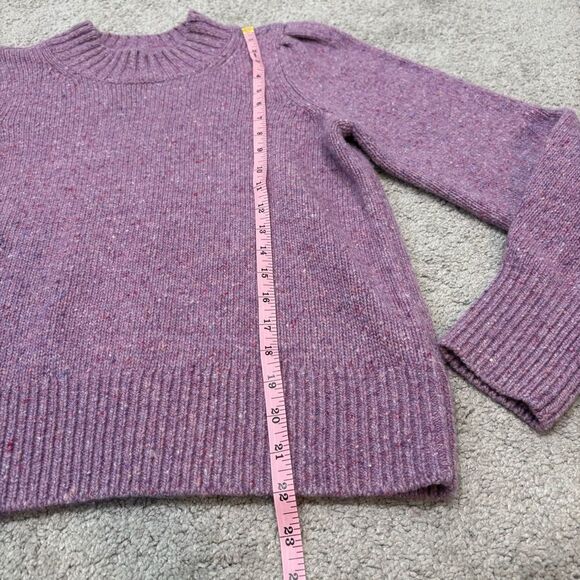 Faherty Lavender Boone Merino Wool Blend Puff Sleeve Sweater S - Picture 6 of 12
